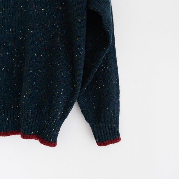 Vintage Oscar De La Renta Blue Maroon Designer 5% Wool Knit Crew Neck Sweater - Picture 7 of 11